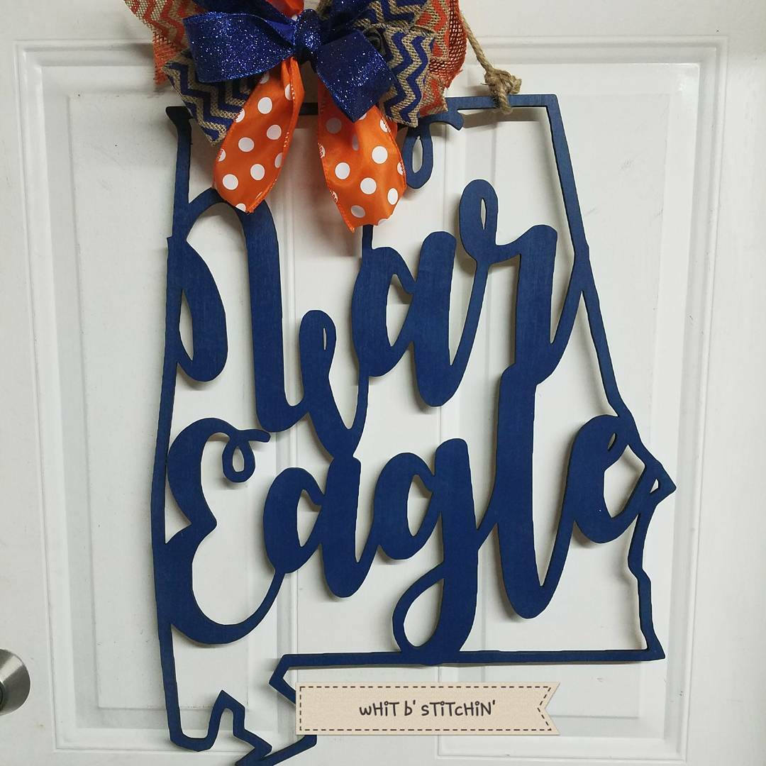 State of Alabama Door Hanger, football door hanger, War Eagle Door Hanger, Roll Tide Door Hanger, Auburn/Alabama football door hanger