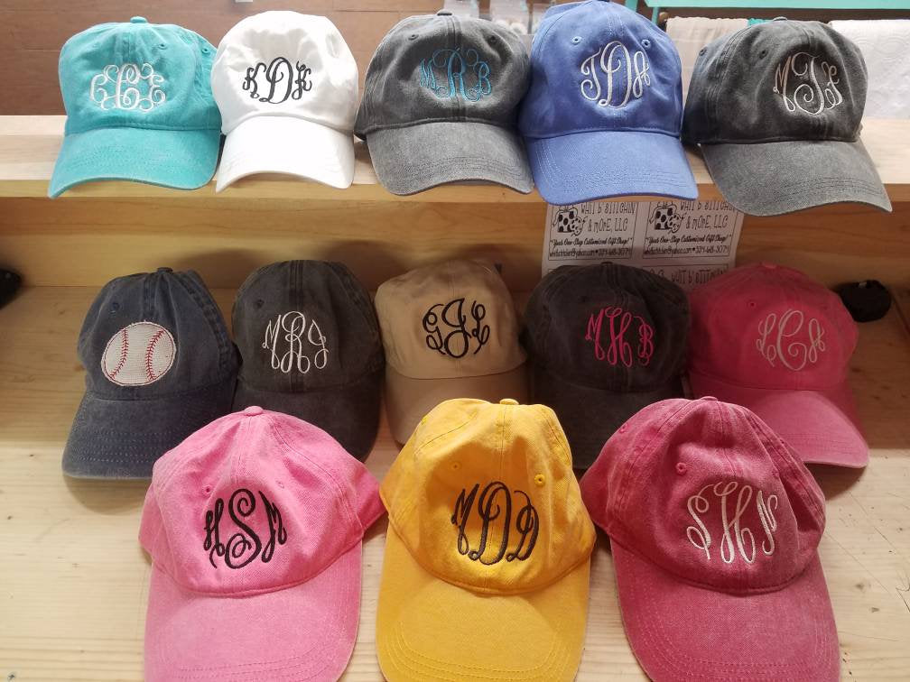 Monogram hats, monogram ball cap, baseball hat with monogram, ladies hat with monogram, FREE SHIPPING