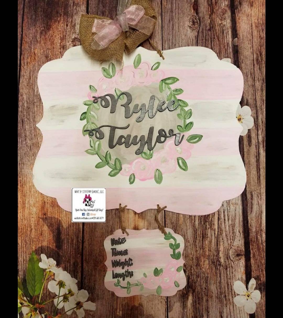 Baby door hanger, rustic baby door hanger, simple baby door hanger, unisex baby door hanger, hospital door hanger
