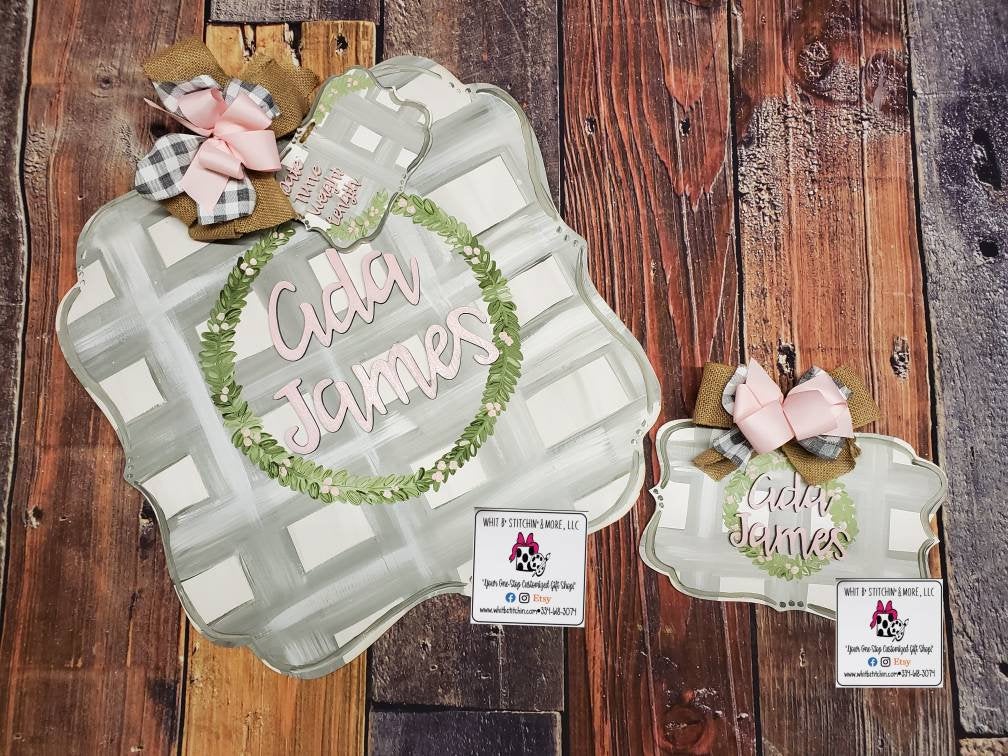 Baby door hanger, hospital birth announcement, door hanger and bassinet/crib announcement combo, hospital door hanger, rustic farmhouse