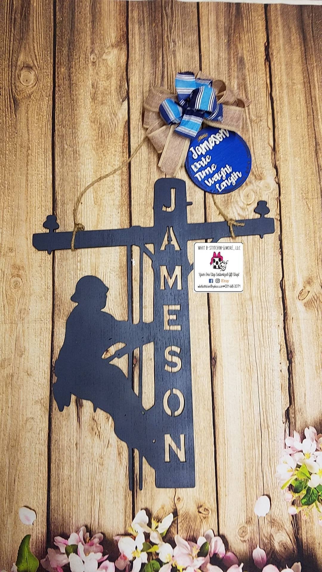Lineman door hanger, lineman baby door hanger, lineman decor, nursery decor, hospital door hanger, lineman baby, baby door hanger