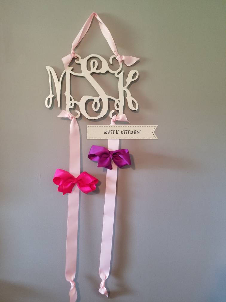 Bow hanger, monogram bow hanger, girl hairbow hanger, initial bow hanger, custom bow hanger