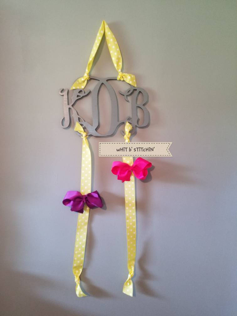 Bow hanger, monogram bow hanger, girl hairbow hanger, initial bow hanger, custom bow hanger