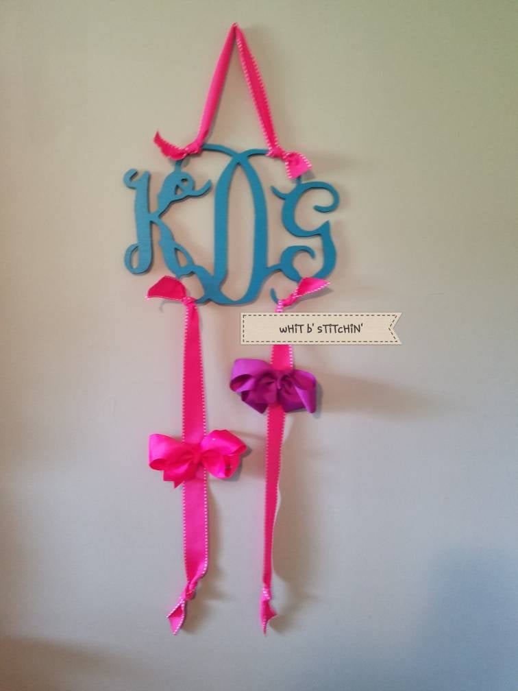 Bow hanger, monogram bow hanger, girl hairbow hanger, initial bow hanger, custom bow hanger