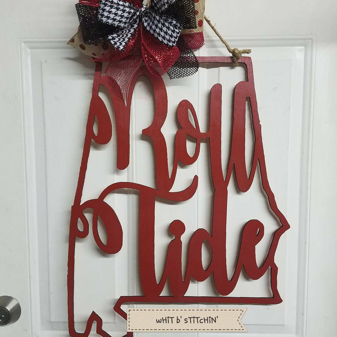 State of Alabama Door Hanger, football door hanger, War Eagle Door Hanger,  Roll Tide Door Hanger,  Auburn/Alabama football door hanger