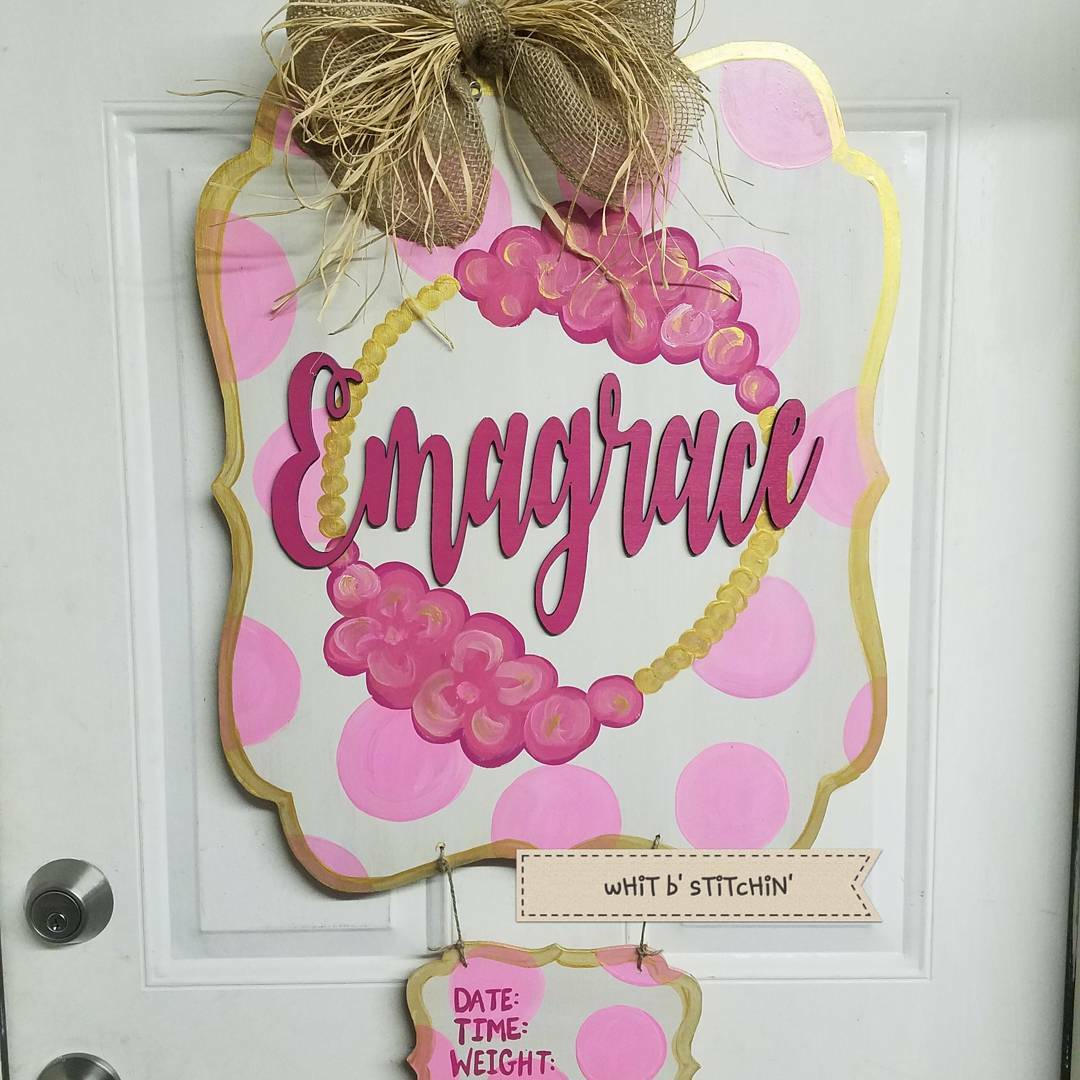 Baby girl hospital door hanger, girl hospital birth announcement board, baby door hanger, baby hospital door hanger, baby girl door hanger