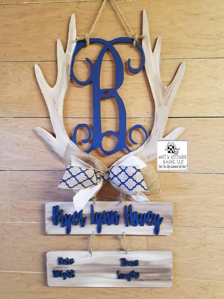 Hospital door hangers, boy door hanger, baby door hanger, deer door hanger,  hunting nursery decor, hunting door hanger,hospital door hanger