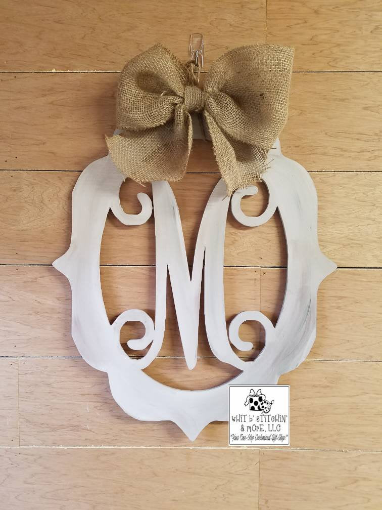 Monogram Door Hanger, fancy door hanger, custom door hanger, letter door hanger, personalized door hanger, wedding gift, shower gift
