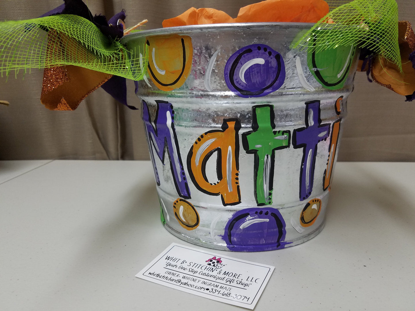 Personalized trick or treat basket, Handpainted Halloween Bucket,  customized Halloween bucket, trick or treat basket, Halloween pail